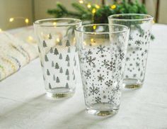 Набор стаканов НОВОГОДНИЕ КОНФЕТТИ, серебряный принт, стекло, 300 мл (3 шт.) Koopman International
