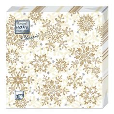 Салфетки бумажные Bouquet Home collection Золотые снежинки на бежевом 3слоя 33х 33 см 20шт