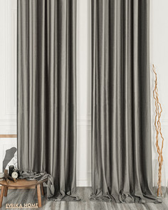 Штора на люверсах бархат 300x260 Беллиссимо Стальной Evrika Home
