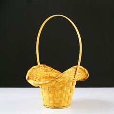 Корзины плетеная, бамбук, желтая, с изгибом, шляпка No Brand