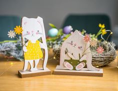 Декоративные фигурки РОМАНТИЧНЫЕ ЗАЙЧИШКИ, дерево, 19-24 см, 2 шт., Kaemingk