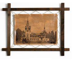 Картина BoomGift Замок Пелеш, гравировка на натуральной коже