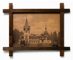 Картина BoomGift Замок Пелеш, гравировка на натуральной коже