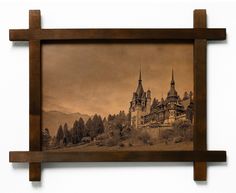 Картина BoomGift Замок Пелеш, Румыния, гравировка на натуральной коже