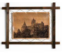 Картина BoomGift Замок Бран, Румыния, гравировка на натуральной коже