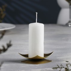 Подсвечник Кварта металл на одну свечу, 7х7х2,7 см, золотой No Brand