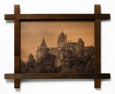 Картина BoomGift Замок Бран, Румыния, гравировка на натуральной коже