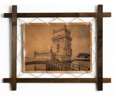 Картина BoomGift Башня Белен, Португалия, гравировка на натуральной коже