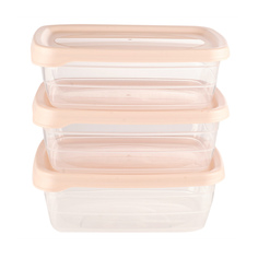 Контейнер Kuchenland Soft Kitchen 1,2 л, 3 шт, пластик, прямоугольный, бежевый