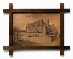 Картина BoomGift Замок Мариенбург, Польша, гравировка на натуральной коже
