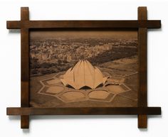 Картина BoomGift Храм лотоса, Индия, гравировка на натуральной коже