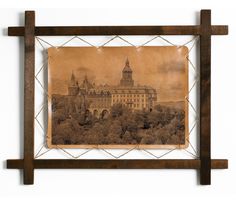 Картина BoomGift Замок Ксенж, гравировка на натуральной коже