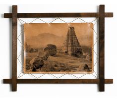 Картина BoomGift Храм Вирупакши в Хампи, Индия, гравировка на натуральной коже