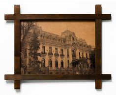 Картина BoomGift Дворец Кантакузино, Румыния, гравировка на натуральной коже