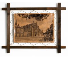 Картина BoomGift Монастырь Баталья, Португалия, гравировка на натуральной коже