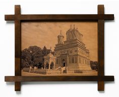 Картина BoomGift Монастырь в Куртя-де-Арджеш, Румыния, гравировка на натуральной коже