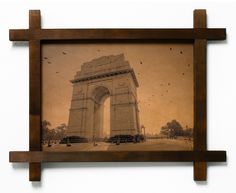 Картина BoomGift Ворота Индии, гравировка на натуральной коже