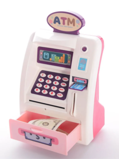 Копилка-банкомат Nano Shot Интерактивная с отпечатком пальца и сканером, розовая