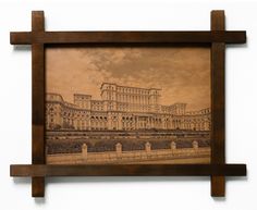Картина BoomGift Дворец парламента, Румыния, гравировка на натуральной коже