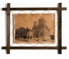Картина BoomGift Монастырь в Куртя-де-Арджеш, Румыния, гравировка на натуральной коже