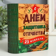 Шкатулка-книга 23 февраля. Самолет 14 см No Brand