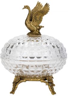 Конфетница Glasar с лебедем 20х20х22см HGL483S/2/GLASS ГЛАСАР