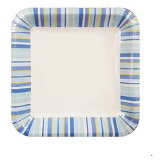 Тарелки одноразовые Голубые полоски квадрат бумажные 20 х 20 см 6 шт Без бренда
