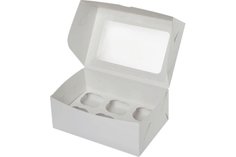 Коробка картонная под 6 капкейков с окном 250х170х100 мм Белая 100шт. Pasticciere. No Brand