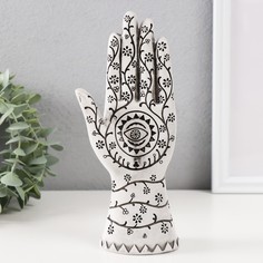 Сувенир Рука Фатимы. Цветочный узор белый 9,5х6х21 см полистоун No Brand