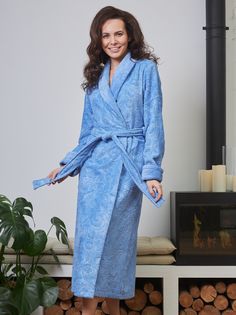 Халат женский VIEN 1020 синий 3XL