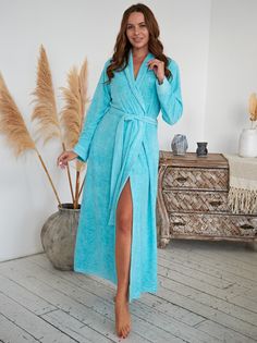 Халат женский VIEN 1173 голубой L/XL