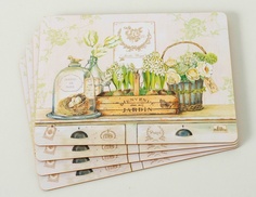 Плейсматы на пробковой основе ЖАРДО - ГИАЦИНТЫ, 40х30 см, набор - 4 шт., Boltze