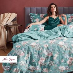 Комплект постельного белья Евро перкаль Mia Cara Чарующий сад