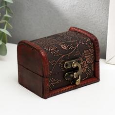 Шкатулка дерево сундучок Цветочная 6х8,8х5,5 см No Brand