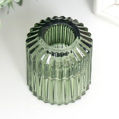 Подсвечник стекло на 1 свечу "Долли" d-2,5 см, 4 см зелёный 6х5х5 см No Brand