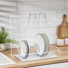 Сушилка для посуды с поддоном, 38x24x37 см, цвет белый No Brand