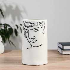 Ваза керамика настольная Пикассо адам, 20 см, чёрно-белый No Brand