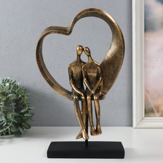 Сувенир полистоун Двое в сердечке под металл 19,4х10,4х31,5 см No Brand
