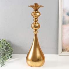 Подсвечник металл на 1 свечу Пеллегрино золото 15,5х15,5х51 см No Brand