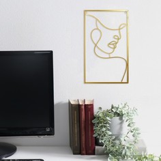 Панно интерьерное металл Профиль девушки золото 1х30х50 см No Brand
