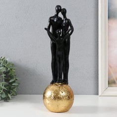 Сувенир полистоун Абстракция. Семья на шаре золото с чёрным 9,5х9,5х32 см No Brand