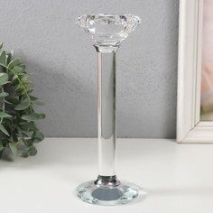 Подсвечник стекло на 1 свечу Кристаллия d4см 7х7х19,5 см No Brand