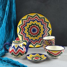 Набор чайный 10 предметов №2 (чайник 1 л, пиалы 0,5/0,3 л) микс No Brand
