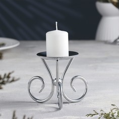 Подсвечник 9,5х7,6 см, хром, 9928362 No Brand