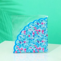 Бумажные салфетки Цветы Синие круглые 32 см, 12 шт No Brand