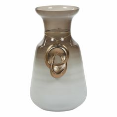 Ваза стеклянная для цветов Dekor pap IJ0076 35 см бело-коричневая