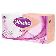 Салфетки бумажные Plushe Duet 24х24 пастель 1сл 250л