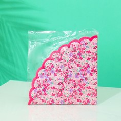 Бумажные салфетки Цветы Красные круглые 32 см, 12 шт No Brand