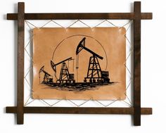 Картина BoomGift Нефтяная качалка, натуральная кожа