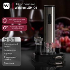 Набор сомелье электрический Windigo LSH-06, 2 пробки, аэратор, штопор, подставка, от USB